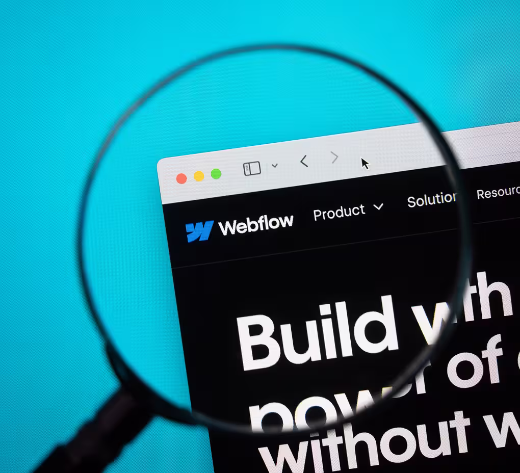 Webflow visual website builder platform illustration showing no-code design and development capabilities